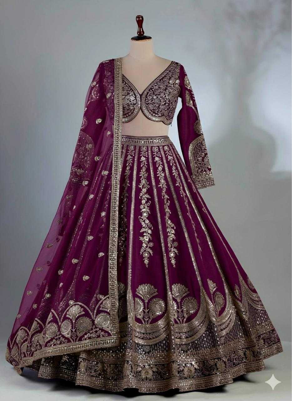 Chinon Silk Designer Sequins Lehenga Outfits